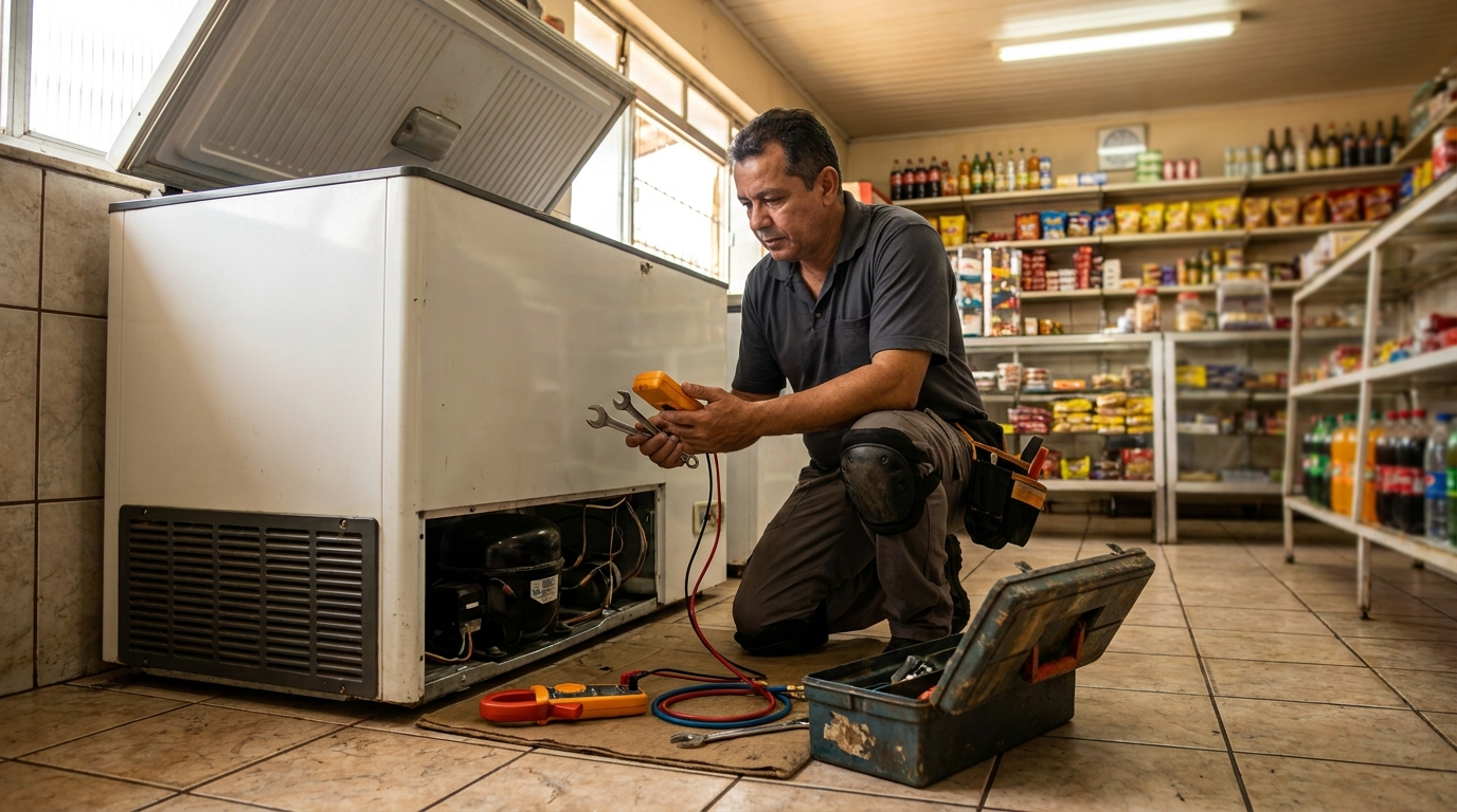 Técnico de conserto de freezer em residência em Franca‑SP